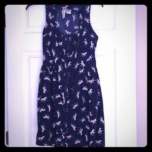 EUC- Navy blue horse pattern dress